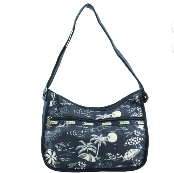 Lesportsac Handbags - LeSportSac Navy White Hawaiian Getaway Classic Hobo Bag Purse